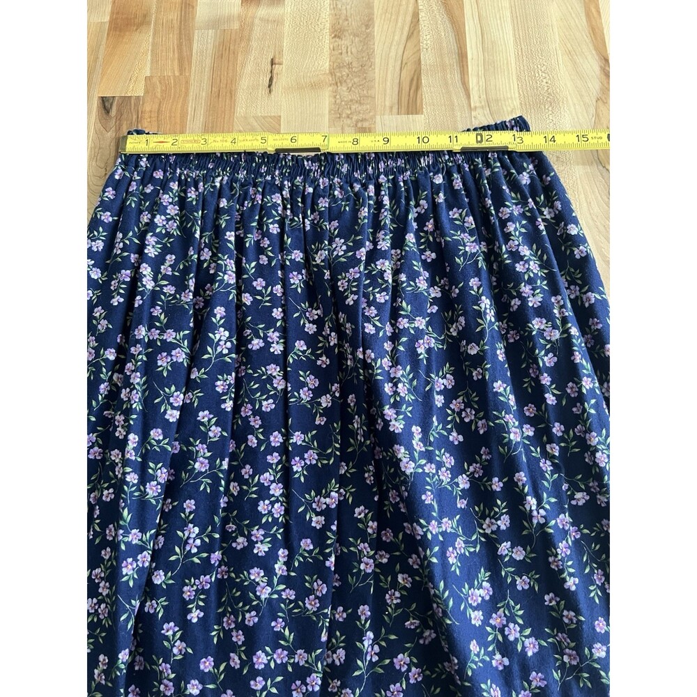 Vintage 80s 90s Quilted Jacket and Maxi Skirt Set Cottage Navy Purple Floral L - Picture 14 of 16